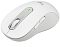 Фото-2 Мышь Logitech Signature M650 L, вид сверху под углом; на фото белый корпус с зелёным индикатором, колёсиком SmartWheel и двумя боковыми кнопками, боковые зоны имеют волнистую текстуру, кадр важен для страницы товара как показ органов управления.