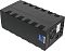 Фото-7 ИБП Ippon Smart Power Pro II 1600, вид сзади сверху; задняя панель с вентилятором, RS-232, USB, двумя RJ-разъёмами, входным IEC-разъёмом и шестью выходными розетками; чёрный корпус на светлом фоне для страницы товара и оценки интерфейсов и вентиляции.