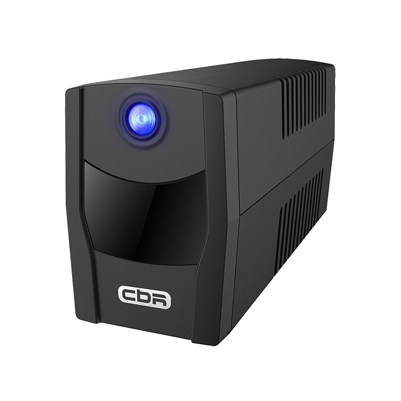 Фото-1 ИБП CBR Quantum 650, фронтальный вид rack 2U. На фото длинная чёрная лицевая панель с LCD-дисплеем по центру, кнопками управления и широкими вентиляционными решётками. Фото важно для страницы товара, потому что показывает переднюю часть корпуса в стоечной ориентации.