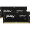 Фото-1 Комплект памяти Kingston FURY Impact PnP KF548S38IBK2/16, два SO-DIMM-модуля спереди на светлом фоне. Видны чёрные наклейки с логотипом Kingston FURY, надпись IMPACT, контактные края и крепёжные отверстия по углам плат. Чёрный цвет. Фото в карточке товара показывает комплект из двух компактных ноутбучных модулей.