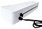 Фото-7 Ламинатор Office Kit L2309W, вид сзади под углом; подключён кабель питания, рядом дополнительный чёрный элемент управления на задней панели, виден выходной проём — чтобы увидеть зону разъёмов и элементы на задней стороне.
