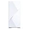 Фото-2 Корпус Zalman Z3 Iceberg White, вид спереди: белая геометрическая фронтальная панель с диагональным изломом, перфорированные участки по углам и боковые воздухозаборники; на белом фоне для страницы товара, чтобы оценить дизайн передней панели и расположение вентиляции.