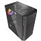 Фото-2 Корпус Powercase Mistral Micro Z3B Mesh LED, вид сверху-сбоку: верхняя панель с крупной перфорацией и блоком разъёмов (несколько USB и аудио), боковая стеклянная панель; изображение помогает оценить верхние порты и вентиляцию.