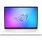 Фото-1 Игровой ноутбук ASUS ROG Zephyrus G16 GU605CP-QR069, вид спереди в открытом виде: экран с логотипом ROG на градиентном фоне, белая клавиатура и широкий тачпад; показывает компоновку рабочей зоны ноутбука.