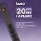 Фото-16 Сетевой фильтр Buro 600SE-1.8-USB-B, чёрный, инфографика на фиолетовом фоне с фрагментом корпуса, USB-портами и несколькими розетками, рядом текст о пластиковом корпусе и компонентах; изображение для карточки товара, показывает материал корпуса и внешний вид модели.