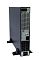 Фото-4 ИБП Systeme Electris Smart Save Online SRT G2 3000 VA SRTSE3000RTXLIG2, вертикальная установка, вид сзади сбоку, чёрный корпус на опорах, светлая задняя панель с розетками и входом питания; изображение для карточки товара, показывает компоновку корпуса в tower-размещении.
