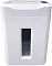 Фото-2 Шредер Office Kit S243N 3,9x38, фронтальный вид; белый корпус с вертикальным тёмным окном корзины, сверху крышка со слотом подачи и пиктограммами.