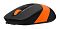 Фото-8 Мышь A4Tech F1010 (Orange), боковой вид в профиль: низкий чёрный корпус и оранжевая вставка по центру, провод спереди; изображение важно для понимания формы корпуса и цветовой схемы.