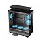 Фото-7 Корпус PCCooler C3 Q500 BK, демонстрация фильтров и вентиляторов; показан корпус с установленными голубыми вентиляторами внутри, снятым верхним магнитным фильтром и выдвинутым нижним пылевым фильтром; изображение демонстрирует вентиляцию и обслуживаемые элементы корпуса.