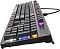 Фото-10 Механическая клавиатура Oklick 970G Dark Knight, крупный план правого переднего угла. Видны индикаторы на серебристой панели, открытые переключатели с подсветкой и ножка корпуса, цвет чёрно-серебристый. Фото показывает элементы правой части для страницы товара.