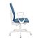 Фото-3 Кресло для операторов Бюрократ CH-W545, синее, вид сбоку на белом фоне; видны тканевая обивка, белый подлокотник, белый корпус основания и крестовина на колёсах; фото важно для оценки профиля сиденья и спинки в боковой проекции.