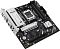 Фото-8 Материнская плата ASUS PRIME B850M‑A WIFI, плата под углом со стороны панели I/O: видны порты задней панели, радиатор VRM и слоты памяти; изображение показывает расположение портов относительно корпуса.