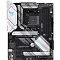 Фото-3 Материнская плата ASUS ROG Strix B550-A Gaming, фронтальный вид; чёрный текстолит, белые кожухи и радиаторы, сокет AM4, четыре слота памяти и несколько слотов расширения PCIe; полезно для страницы товара, чтобы показать конструкцию платы без коробки.