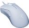 Фото-3 Проводная мышь Razer DeathAdder Essential, правый передний ракурс. На фото заметны белый корпус, колесо прокрутки, скошенная правая боковина и кабель спереди; изображение помогает оценить профиль мыши и форму передней части.
