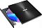 Фото-5 Внешний оптический привод ASUS SDRW-08U8M-U (DVD-RW), чёрный: вид сверху под углом с выдвинутым лотком и диском; видна рамка лотка и внутренняя площадка; на белом фоне — демонстрирует процесс загрузки диска.