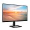 Фото-2 Монитор Philips 27E1N1800AE, вид спереди слева; показаны тонкие рамки, плоская передняя панель, стойка с вертикальной фактурой и прямоугольное основание с открытым центром, корпус чёрный; фото под углом для страницы товара, важно для оценки формы подставки и толщины экрана.