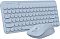 Фото-3 Комплект A4Tech FG3200 Air — ракурс под углом: клавиатура с круглыми клавишами и мышь на переднем плане; светло-серый пластик, видны клавиши навигации и стрелки. Для страницы набора показывает форму клавиш и расположение (без цифрового блока).