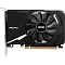 Фото-5 Видеокарта MSI GeForce GT 1030 AERO ITX 2GD4 OC, фронтальный крупный план; показаны круглый вентилятор, радиаторные пластины за ним и передняя часть кожуха; чёрная карта на светлом фоне, изображение помогает рассмотреть охлаждение и дизайн лицевой стороны для страницы товара.