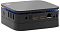 Фото-4 Неттоп iRU 110JLCN Mini PC 2152163, вид сзади и слева под углом; на фото видны вертикальные вентиляционные прорези, USB-порт, два HDMI, RJ-45 и круглый разъём питания на чёрном компактном корпусе со скруглёнными углами; кадр важен для темы страницы, потому что показывает альтернативный ракурс задней панели и охлаждения.
