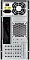 Фото-3 Корпус ПК Foxline FL-702 Mini Tower &mdash; задняя панель крупным планом; сверху блок питания с вентилятором и сетевым входом, по центру отверстие под I/O материнской платы и решётка, снизу ряд заглушек слотов расширения; серебристый металл и чёрная рамка; изображение важно для страницы, чтобы увидеть расположение задних отверстий и слотов.