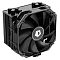 Фото-1 Кулер для процессора ID‑COOLING SE‑224‑XTS MINI Black — вид спереди под углом: чёрный вентилятор на чёрном ребристом радиаторе, сверху крышка с текстурой «шлифованный металл» и круглые колпачки тепловых трубок; фото на белом фоне показывает общий вид и верхнюю панель.
