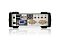Фото-3 KVM‑переключатель ATEN CS1732B, вид сзади: питание, порты USB (включая два USB‑A), VGA для консоли, два 25‑контактных разъёма CPU1/CPU2 и пары аудиоразъёмов 3,5 мм для каждого канала; на белом фоне — показывает все разъёмы подключения ПК и консоли.