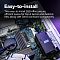 Фото-5 SSD Crucial P310 CT500P310SSD8, демонстрация установки внутри системного блока; модуль M.2 установлен на материнской плате, вокруг видны слоты памяти, кабели и кулер. Полезно для страницы, потому что показывает контекст монтажа накопителя в настольный ПК.