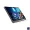 Фото-15 Ноутбук-трансформер Lenovo Yoga 7 2-in-1 16ILL10 83JT0000US, режим подставки крупным планом. Видны экран с узкими рамками, нижняя панель с шарнирами и левая боковая грань с разъёмами, корпус серого цвета. Фото важно для карточки товара, чтобы показать конструкцию трансформации и боковые интерфейсы модели.