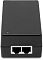 Фото-10 PoE‑инжектор DIGMA DNP65W52GTXP, вид сверху на торец с двумя портами RJ45; чёрный корпус и светлая рамка вокруг разъёмов; важно для распознавания количества Ethernet‑портов.