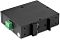 Фото-16 PoE‑инжектор Digma DNP30W48GDXM, нижний ракурс под углом. На фото видны зелёная клемма питания, задняя монтажная скоба, боковые отверстия крепления и чёрный корпус без лицевой панели в кадре. Фото помогает оценить тыльную часть и крепёж для страницы товара.
