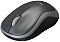 Фото-6 Беспроводная мышь Logitech M186, чёрный корпус, вид сверху под углом; показаны серое колесо прокрутки, две основные кнопки и двухцветный корпус с серой окантовкой; изображение на белом фоне для страницы товара и обзора конструкции.