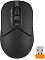 Фото-2 Беспроводная мышь A4Tech Fstyler FG12 Black с USB-ресивером, вид сверху; рядом с чёрной мышью показан компактный приёмник с оранжевой вставкой, видны колесо прокрутки и симметричная форма корпуса; фото важно для страницы товара, потому что показывает комплект поставки.