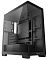Фото-1 Корпус Deepcool CG580 Midi Tower, чёрный, вид спереди слева на странице товара: две стеклянные панели на фронте и сбоку образуют угловой обзор, внутри пустое шасси, справа видна боковая вентиляционная зона; помогает показать форму корпуса и панорамный дизайн.