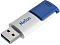 Фото-2 USB-накопитель Netac U182 256 ГБ, вид под углом: белый корпус с синим логотипом Netac, выдвинутый разъём USB‑A с синей вставкой и синяя сдвижная крышка с двумя прорезями; на белом фоне, чтобы показать выдвижной механизм на странице товара.