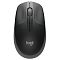 Фото-2 Мышь Logitech M190, вид строго сверху; тёмно-серый симметричный корпус с центральным колесом и перфорированной полосой вдоль оси; фото показывает расположение кнопок и форму корпуса для страницы товара беспроводной мыши.