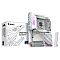 Фото-1 Материнская плата Gigabyte Z890 AORUS ELITE X ICE в комплекте: бело‑серебристая плата рядом с коробкой и внешней Wi‑Fi антенной; важно для страницы &mdash; показывает комплектацию и цветовое исполнение серии ICE.