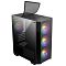 Фото-4 Корпус MSI Forge M100A, чёрный, верхний ракурс с поднятым магнитным пылевым фильтром; видны верхняя вентиляционная решётка, кнопка питания, USB-разъёмы и аудиоразъёмы на верхней панели; изображение важно для страницы товара, потому что показывает обслуживание фильтра и интерфейсы корпуса.
