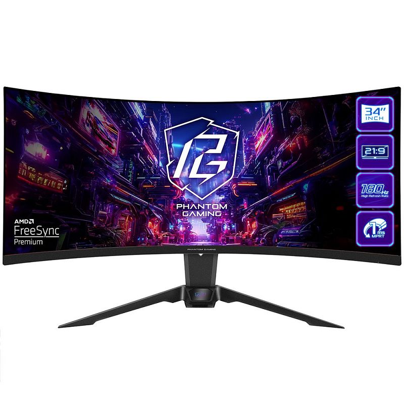 Фото Монитор ASRock PG34QRT2B 34" VA чёрный, PG34QRT2B