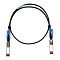 Фото-1 Кабель SFP28&ndash;SFP28 ACD, общий вид: чёрный кабель, два узких металлических модуля с синими петлями‑язычками, кабель уложен в круг. Фото показывает форм‑фактор SFP‑разъёмов для совместимости.