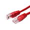 Фото-1 Патч-корд Filum UTP Cat 5e FL-U5-5M-R, крупный план двух концов: красный кабель длиной 5 м, прозрачные разъёмы RJ45 и красные литые защитные колпачки с рифлением; фото показывает цвет и конструкцию патч-корда для страницы товара.