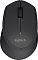 Фото-2 Беспроводная мышь Logitech M280, чёрный корпус, фронтальный вид сверху; показаны две основные кнопки, колесо прокрутки, зелёный индикатор и текстурированные боковые участки; изображение на белом фоне для страницы товара и обзора органов управления.