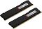 Фото-3 Комплект памяти Kingston FURY Beast Black 32GB KF432C16BBK2/32, вид сзади под углом: две планки DIMM DDR4 с обратной стороны. Видны белые заводские наклейки, чёрные радиаторы и золотистые контакты. Фото важно для страницы товара, потому что показывает обратную сторону и маркировку комплекта.