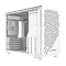 Фото-2 Корпус XPG Valor Air Nano, белый, вид спереди слева со снятой боковой панелью; показаны задний вентилятор, открытое внутреннее пространство, вертикальный внутренний кронштейн и перфорированная передняя панель; изображение важно для страницы товара, так как показывает внутреннюю компоновку белого корпуса.