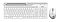 Фото-2 Комплект A4Tech Fstyler FB2535C Icy White, вид сверху: белая клавиатура с цифровым блоком и индикаторами, справа бело-серебристая мышь с колесом прокрутки; изображение важно для оценки раскладки и внешнего вида набора.