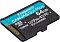 Фото-2 Карта памяти microSDXC Kingston Canvas Go! Plus 64GB SDCG4/64GB — вид под углом; чёрный текстурированный пластик, видны кромки корпуса и бирюзовая полоса, маркировки «64GB» и V30/A2. Контекст: ракурс для формы и поверхности. Важно для страницы товара, чтобы показать фактуру и ориентацию маркировки.