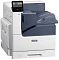 Фото-3 Светодиодный принтер Xerox VersaLink C7000DN, ракурс спереди слева; видны сенсорный экран, тёмно‑синяя верхняя зона выхода бумаги и белый нижний корпус, слева дополнительный боковой модуль; студийный фон &mdash; помогает понять компоновку устройства и панели управления на странице товара.