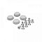 Фото-5 Коммутатор MikroTik CRS320-8P-8B-4S+RM, комплект крепежа; показаны четыре круглые ножки и набор серебристых винтов с потайной головкой на светлом фоне; фото дополняет страницу товара деталями комплектации для монтажа.
