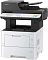 Фото-1 МФУ Kyocera ECOSYS MA4500X, ракурс спереди справа: светло‑серый корпус, тёмный блок автоподатчика с поднятым упором, светлая панель управления с LCD‑экраном и цифровой клавиатурой, справа круглая кнопка питания; на белом фоне; показывает компоновку сканера и панели управления.