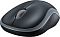 Фото-4 Беспроводная мышь Logitech M185, передний ракурс сверху: чёрные кнопки, серое рифлёное колесо и серая боковая окантовка; показывает расположение элементов управления и форму корпуса.