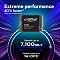 Фото-3 SSD Crucial P310 CT1000P310SSD2, промо-изображение с модулем на сине-фиолетовом фоне; видна лицевая сторона накопителя 2230 и круговая инфографика под ним. Полезно для страницы, потому что связывает внешний вид устройства с его позиционированием в линейке.
